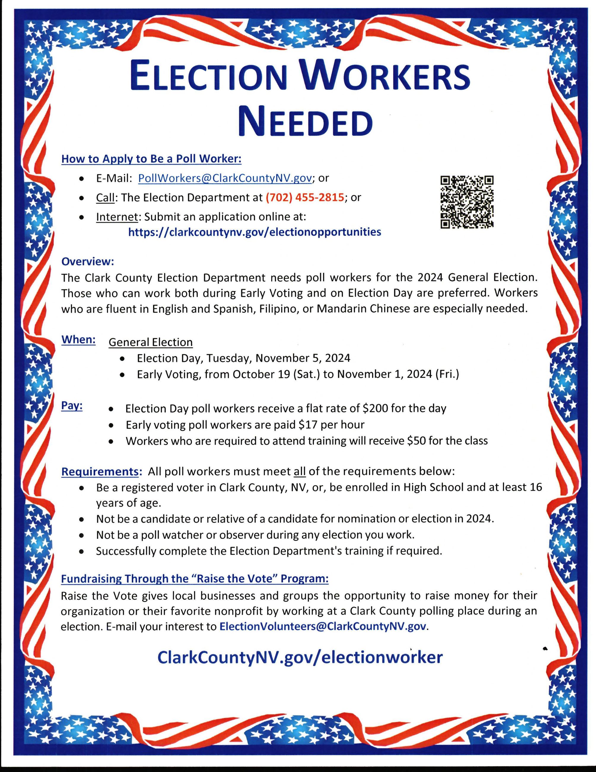 Election Workers Needed 9.2024