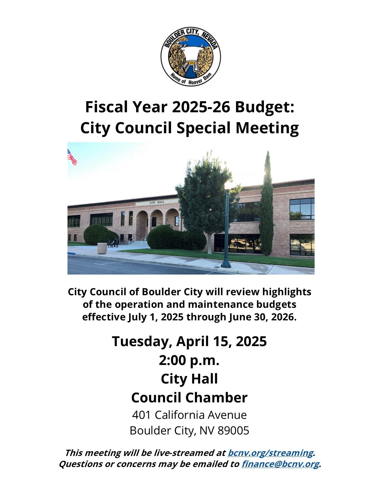 4.15.2025 Budget City Council Meeting for FY 2025-26